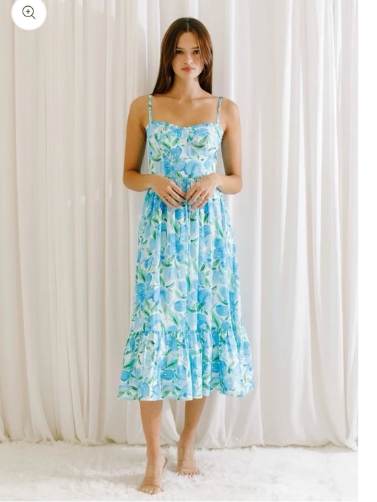 Dresses & Skirts - Blue & Green Floral Sundress with Ruffle Hem